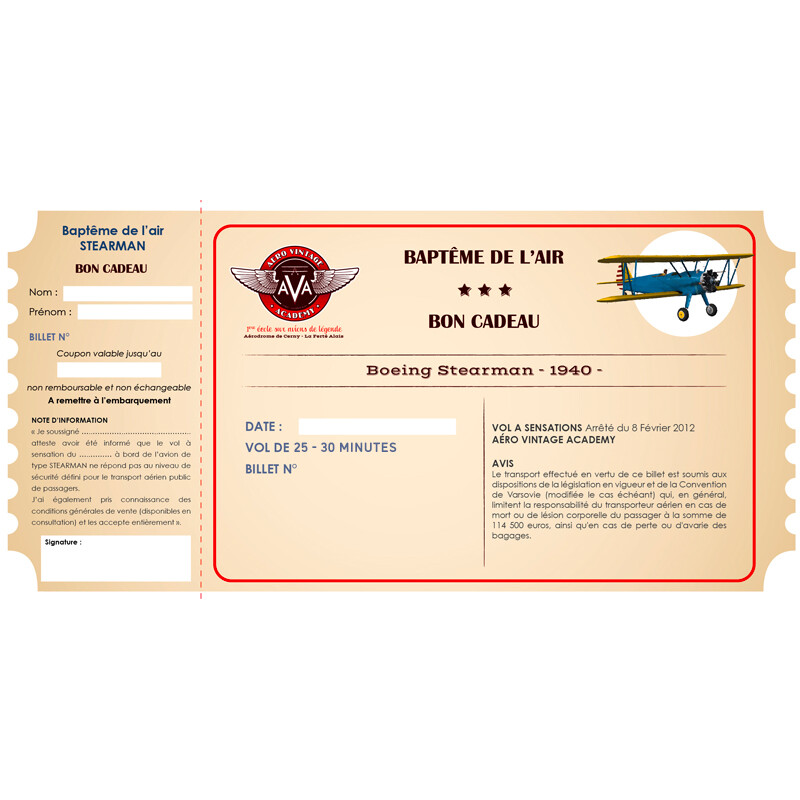 Baptême Voltige ou Balade en Stearman PT17 - 25 - 30 minutes Baptême Voltige ou Balade en Stearman PT17 - 25 - 30 minutes 