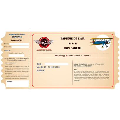 Baptême Voltige ou Balade en Stearman PT17 - 25 - 30 minutes 
